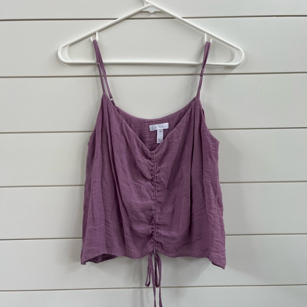Leith Purple Ruched Tie Front Camisole